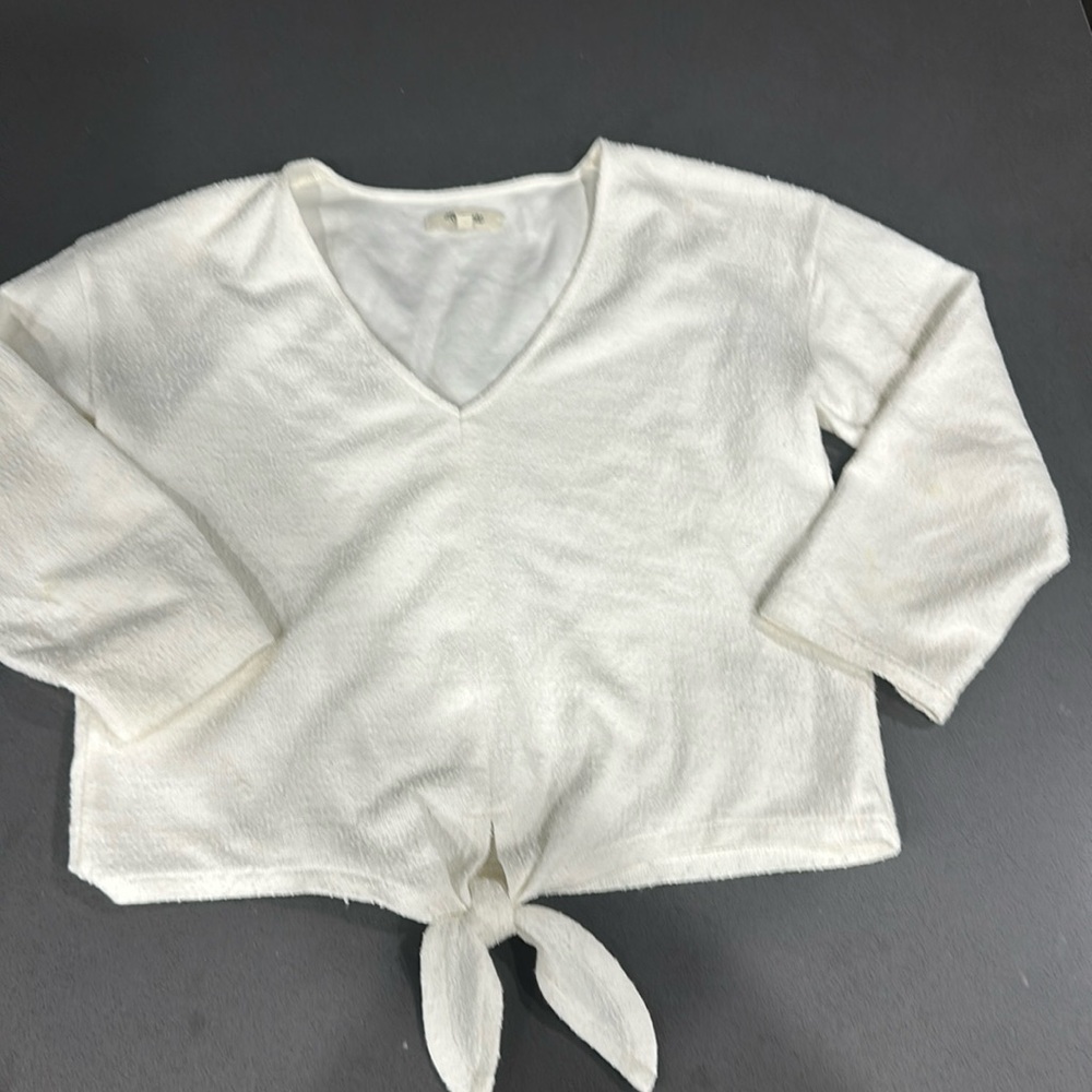 MADEWELL Textured Tie-Front Top Size Small. 100% Cotton